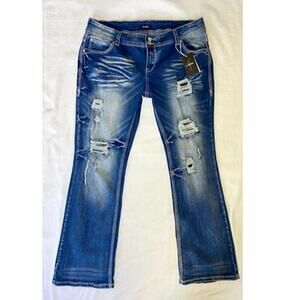 NWT Flamingo women’s dark jeans with distressing size 16-18 xxxl